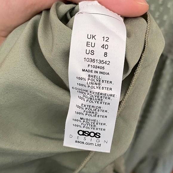 ASOS Tiered Green Maxi Dress Swiss Dot Pattern Size US 8 - Picture 5 of 6